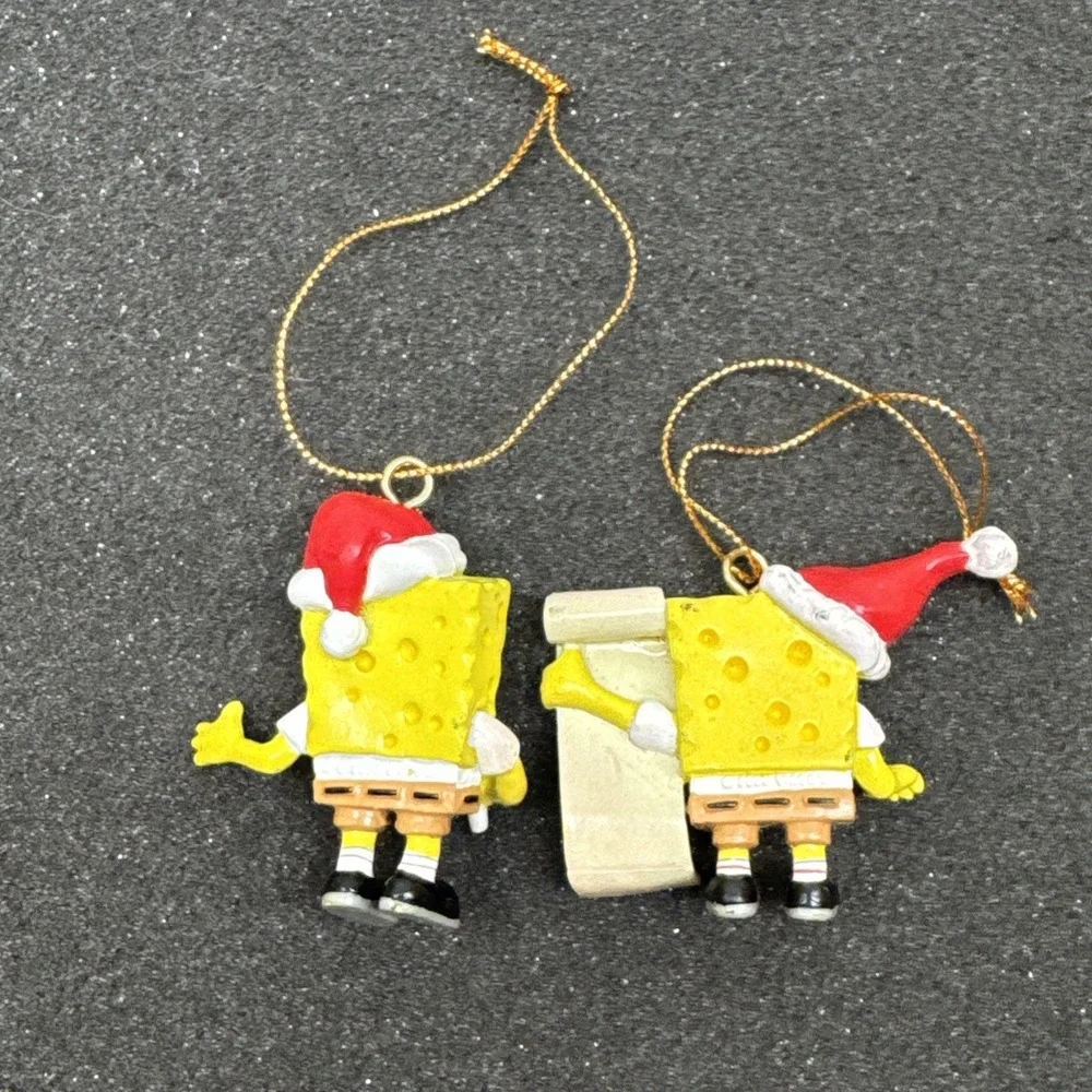 Vintage Y2K Nickelodeon SpongeBob SquarePants Christmas Ornament Lot Of 2